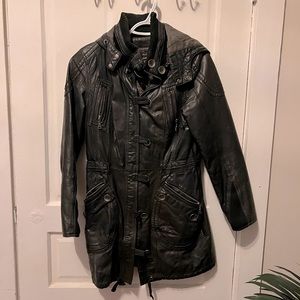 Midi length leather jacket - used